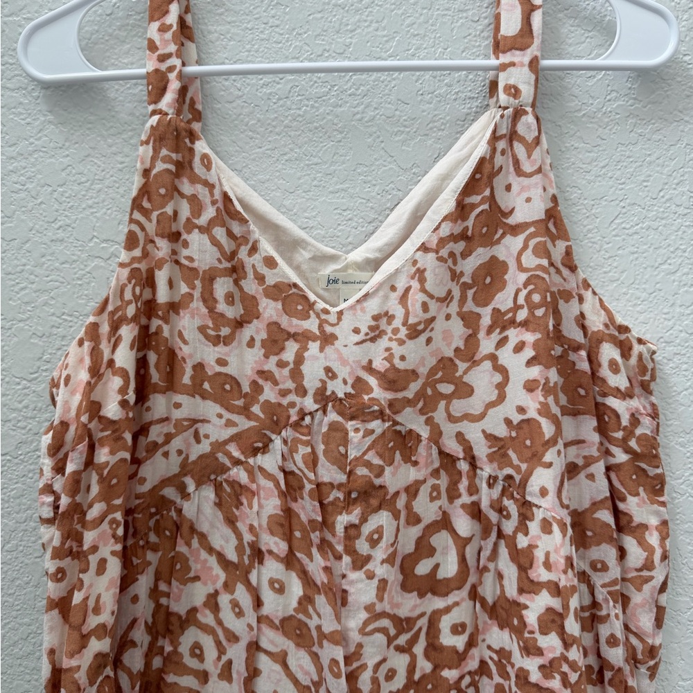 Joie Limited Edition Floral Tiered Maxi Dress - Tan and Cream, Size Medium - Picture 2 of 11